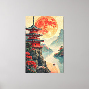 Moonlit Pagoda Canvas Print