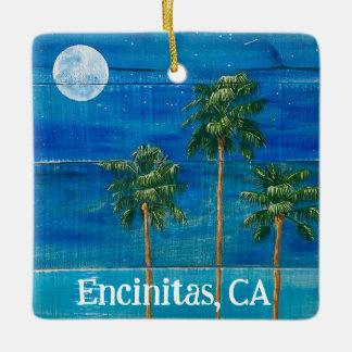 Moonlit Palms Christmas Ceramic Ornament