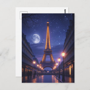 Moonlit Paris – Romantic Eiffel Tower Night Postcard