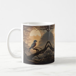 Moonlit Perch: A Solitary Bird in Twilight Coffee Mug