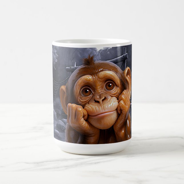 Moonlit Porcelain Chimp Coffee Mug (Center)