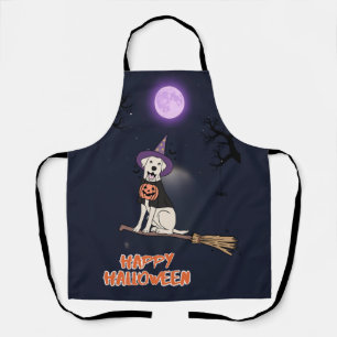Moonlit Pup – Halloween Dog in Witch Hat Apron