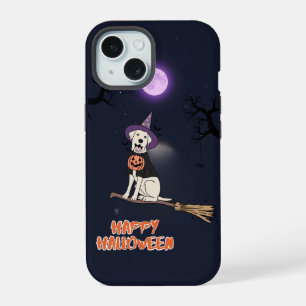 Moonlit Pup – Halloween Dog in Witch Hat iPhone 15 Case