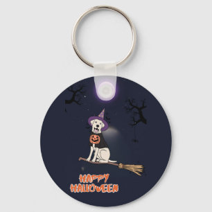 Moonlit Pup – Halloween Dog in Witch Hat Keychain