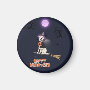 Moonlit Pup – Halloween Dog in Witch Hat Magnet