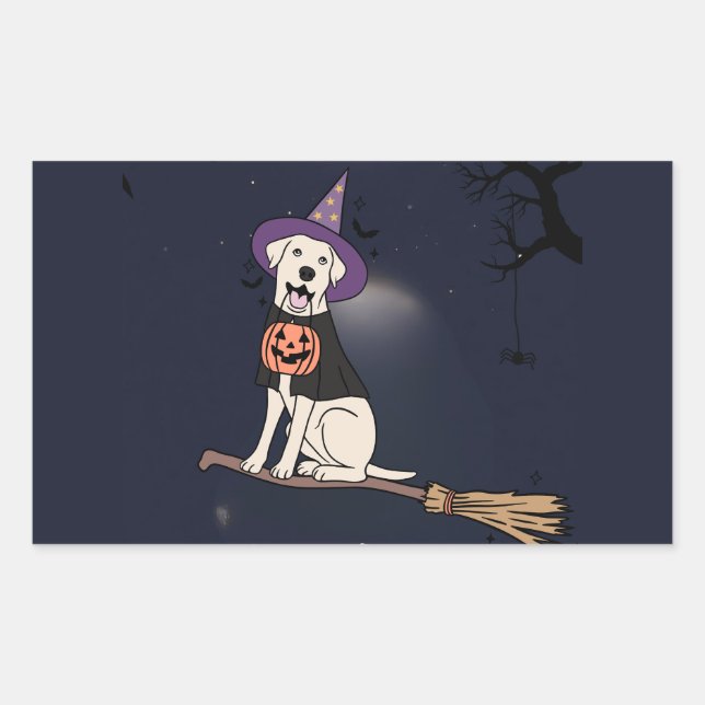 Moonlit Pup – Halloween Dog in Witch Hat Sticker (Front)