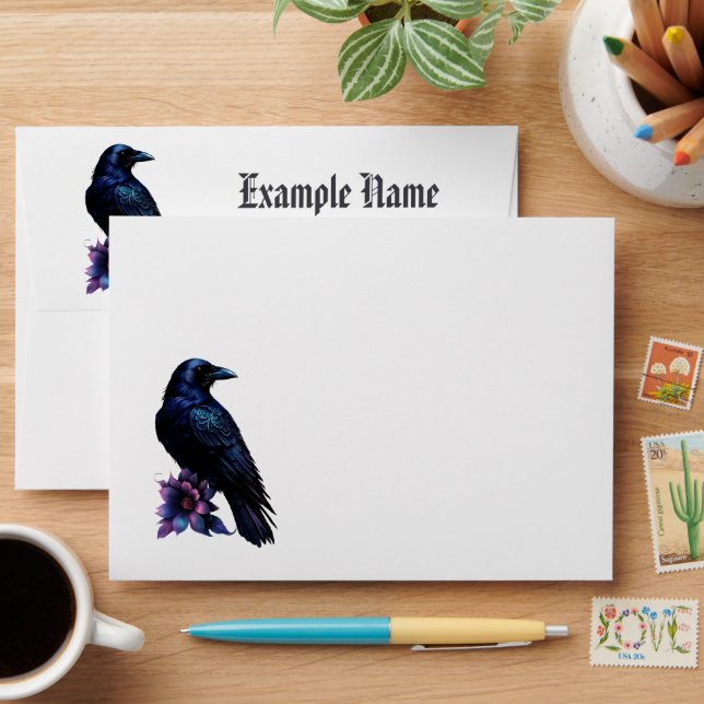 Moonlit Raven  | Gothic Floral Wedding Suite.  Envelope (Desk)