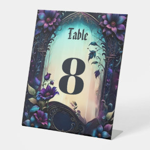 Moonlit Raven Gothic Floral Wedding Suite. Pedestal Sign