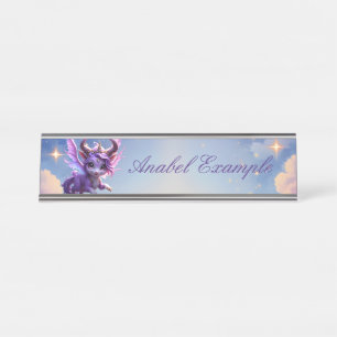 Moonlit Realm Guardian – Violet Dreamling. Desk Name Plate