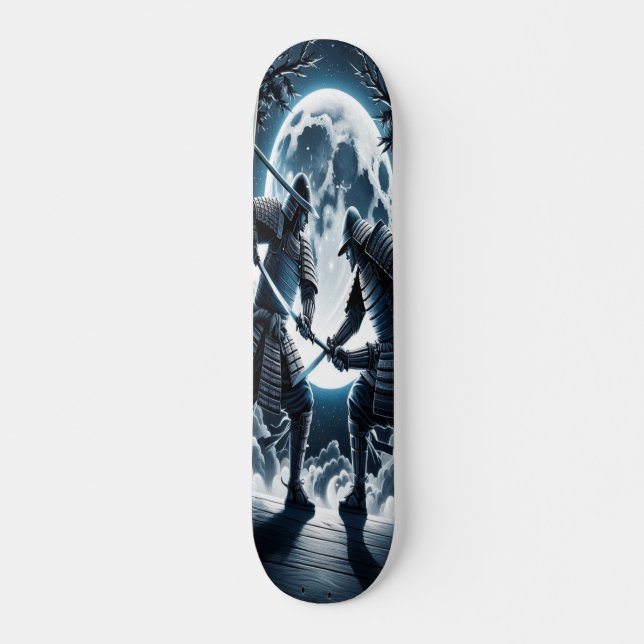 Moonlit Samurai Duel Skateboard (Front)