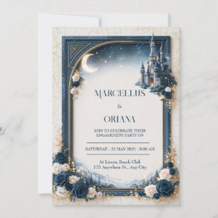 Moonlit Sapphire Castle Wedding Invitation