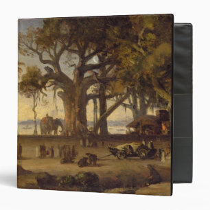 Moonlit Scene of Indian Figures and Elephants amon Binder