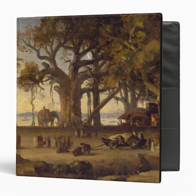 Moonlit Scene of Indian Figures and Elephants amon Binder (Front/Inside)