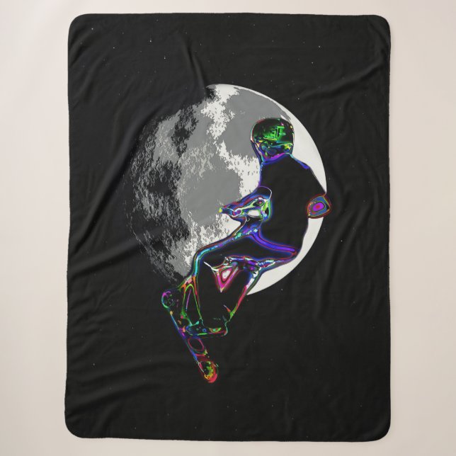 Moonlit Scooter Champ - Scooter Boy Sherpa Blanket (Front)