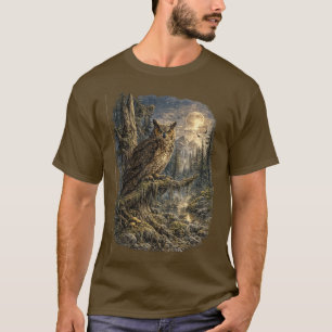Moonlit Sentinel – Vintage Great Horned Owl T-Shirt