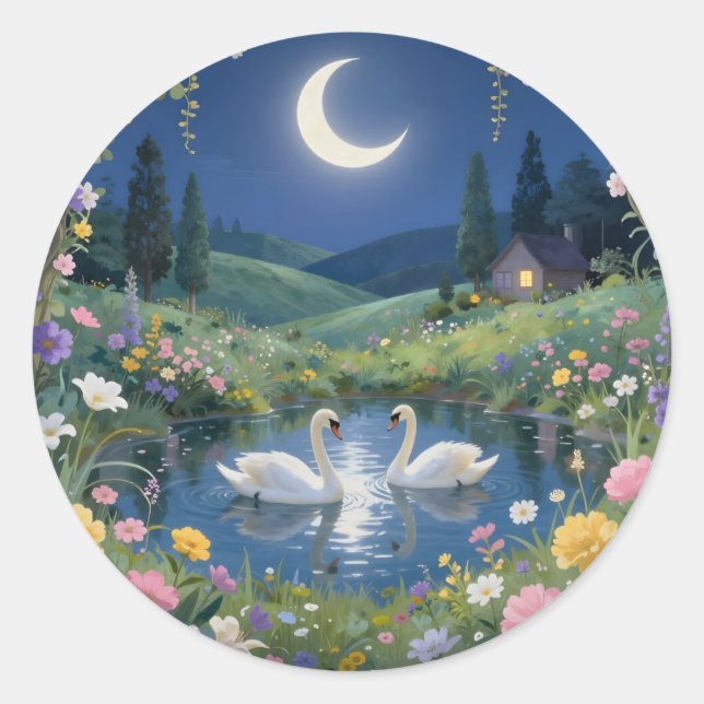 Moonlit Serenade -  Classic Round Sticker (Front)