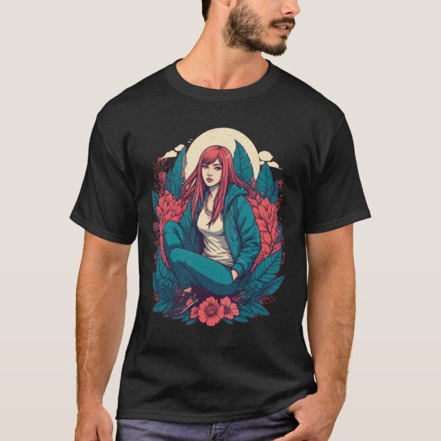 Moonlit Serenity: A Redhead's Reflection T-Shirt (Front)
