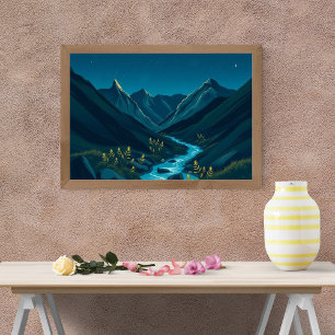 Moonlit Serenity: A Sapphire River Poster