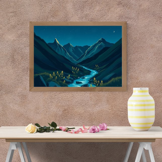 Moonlit Serenity: A Sapphire River Poster (Creator Uploaded)