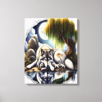 Moonlit Serenity A Slumbering Wolf 16x20