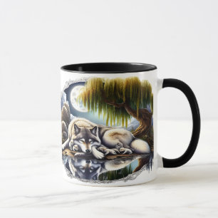 Moonlit Serenity A Slumbering Wolf Mug