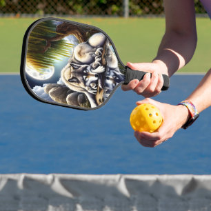 Moonlit Serenity A Slumbering Wolf Pickleball Paddle