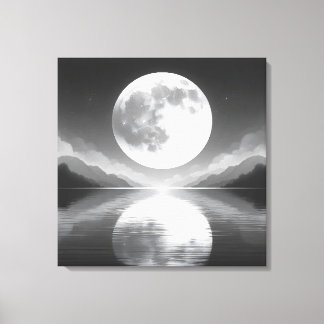 Moonlit Serenity: Majestic Night Waters Canvas Print