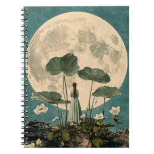 Moonlit Serenity – Vintage Lotus Scene Notebook
