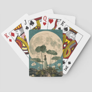 Moonlit Serenity – Vintage Lotus Scene Playing Cards