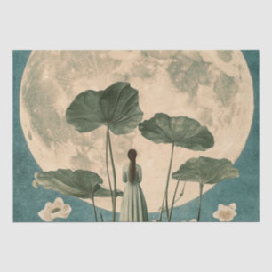 Moonlit Serenity – Vintage Lotus Scene Tissue Paper