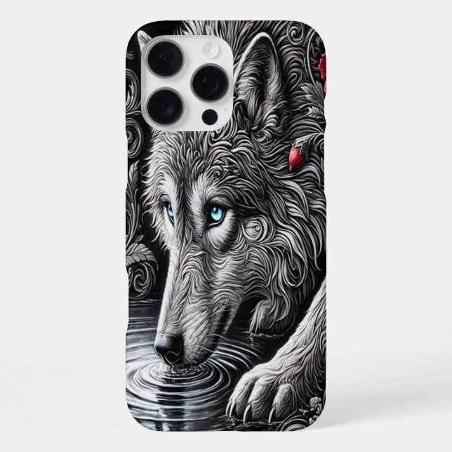 Moonlit Serenity Wolf Portrait iPhone Case (Back)