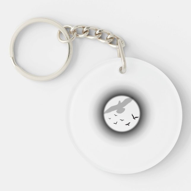 Moonlit Shadows & Soaring Birds Art Keychain (Front)