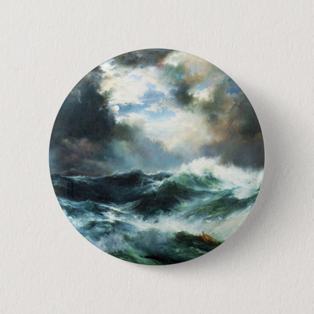 Moonlit Shipwreck at Sea 2 Inch Round Button (Front)