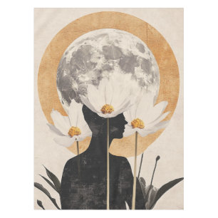 Moonlit Silhouette - Boho Vintage Elegance Tablecloth