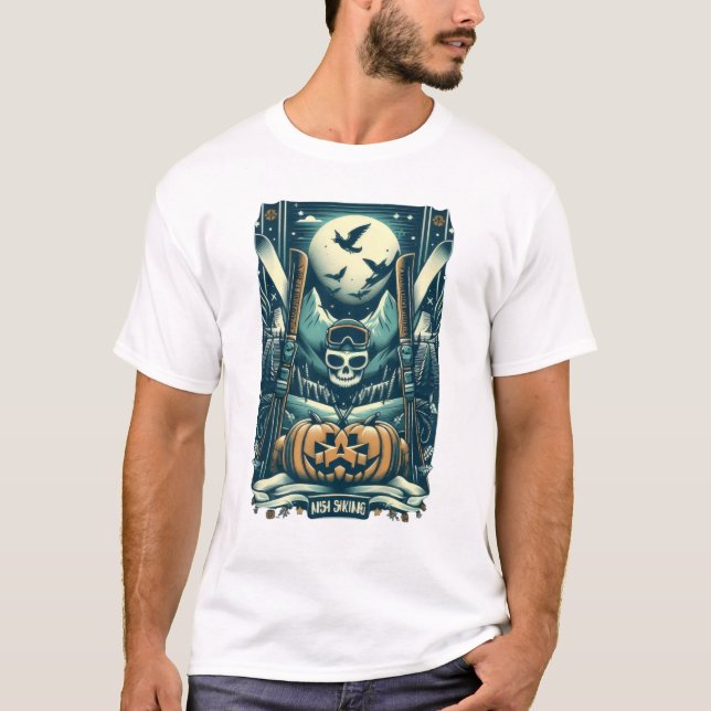 Moonlit Spooky Ski Adventure T-Shirt (Front)