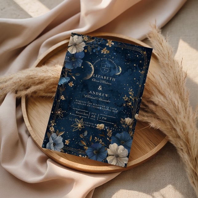 Moonlit Starflower Wedding Invitation (Creator Uploaded)