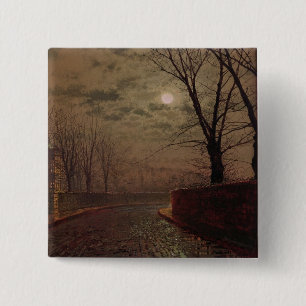 Moonlit Street Scene, 1882 (oil on canvas) 2 Inch Square Button