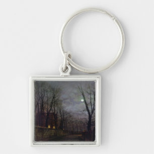 Moonlit Street Scene, 1882 (oil on canvas) 2 Keychain