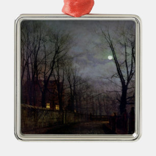 Moonlit Street Scene, 1882 (oil on canvas) 2 Metal Ornament