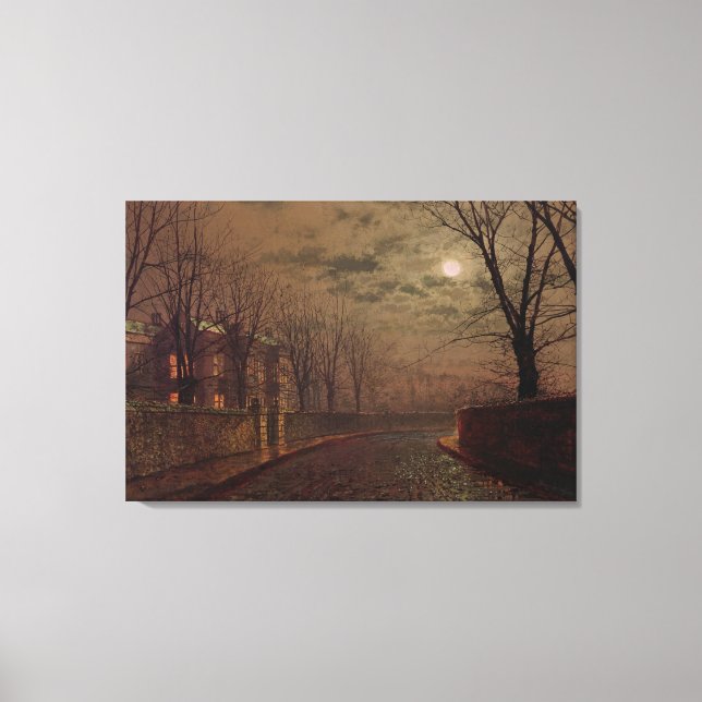 Moonlit Street Scene, 1882 (oil on canvas) Canvas Print (Front)