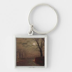 Moonlit Street Scene, 1882 (oil on canvas) Keychain