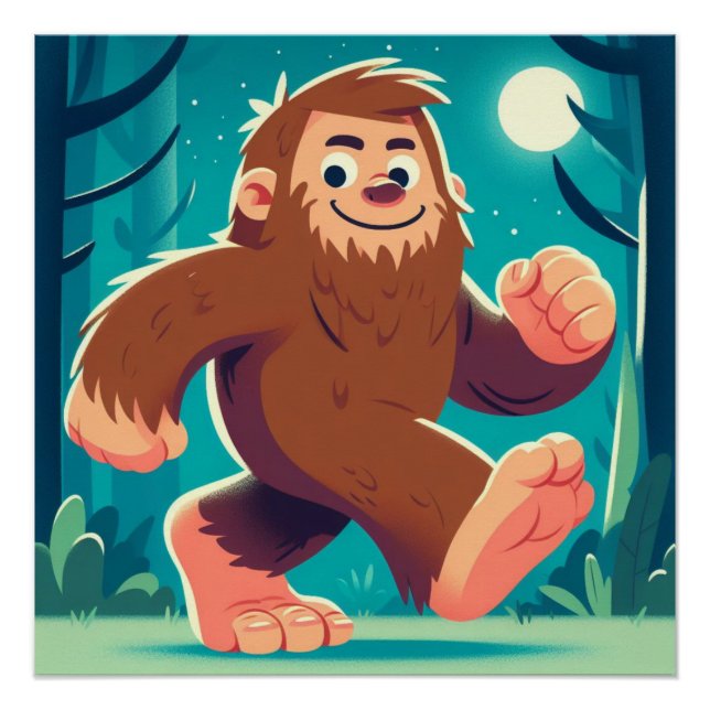 Moonlit Stroll: The Happy Bigfoot Poster (Front)