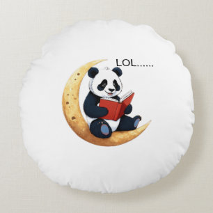 Moonlit Tales with Panda Round Pillow