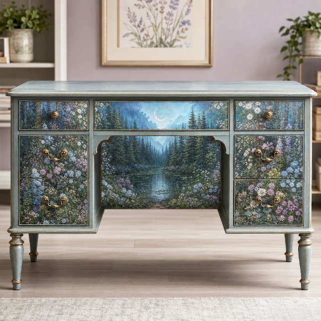 Moonlit Teal Floral Enchanted Forest Tissue Paper (Creator Uploaded)