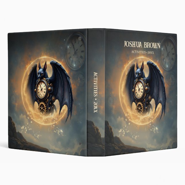 Moonlit Timekeeper – Steampunk Bat  Binder (Background)