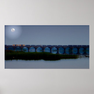 Moonlit Train - Rockville Bridge, PA Poster