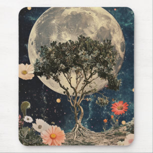 Moonlit Tree & Blossoms Mouse Pad