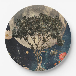 Moonlit Tree & Blossoms Paper Plate