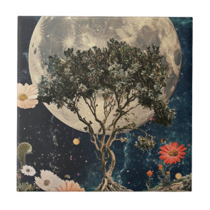 Moonlit Tree & Blossoms Tile