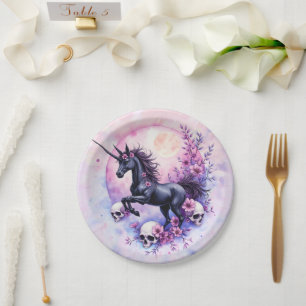 Moonlit Unicorn Among Forgotten Roses, Paper Plate